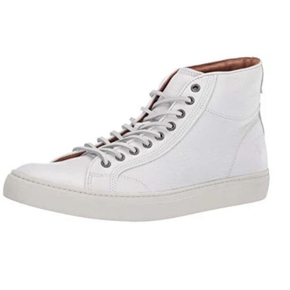 Frye Men's Walker Mid Lace White Leather Sneaker Size 9M Made in USA - Picture 6 of 7